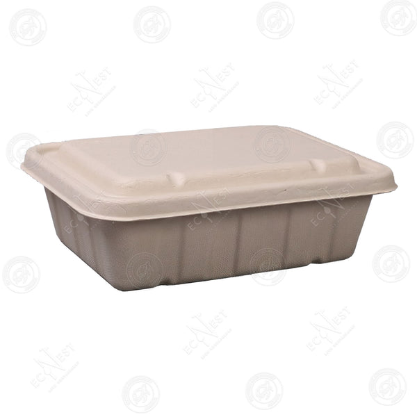 Bagasse Eco Rectangle Deep w/ Lid (1500ml)