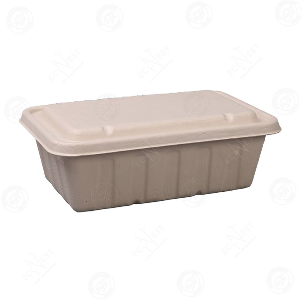 Bagasse Eco Rectangle Deep w/ Lid (3000ml)