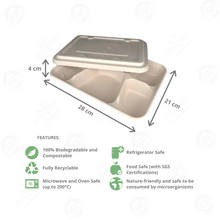 Load image into Gallery viewer, Bagasse Eco Bento Tray w/ Lid