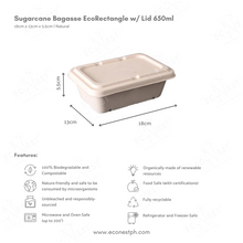 Load image into Gallery viewer, Bagasse Eco Rectangle w/ Lid