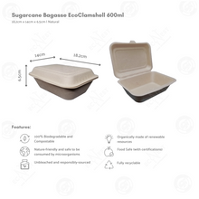 Load image into Gallery viewer, Bagasse Eco Clamshell