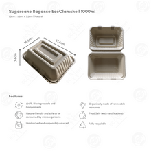 Load image into Gallery viewer, Bagasse Eco Clamshell