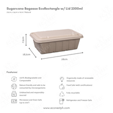 Load image into Gallery viewer, Bagasse Eco Rectangle w/ Lid