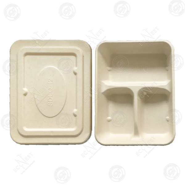 Bagasse Eco Bento Tray Mini w/ Lid